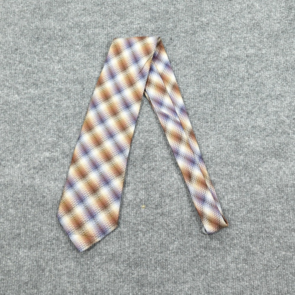 Kenneth Cole Tie Mens One Size Multicolor Plaids & Checks 100% Silk Slim Tie